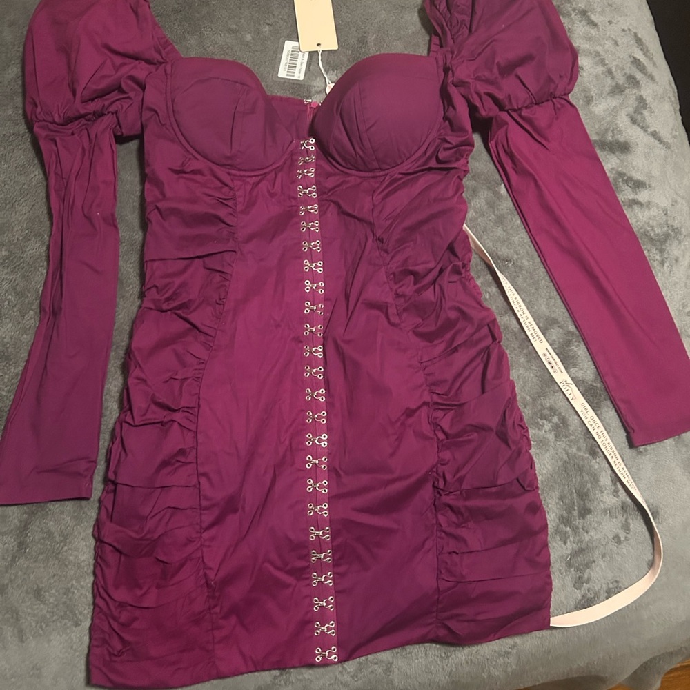 Oh Polly Fuchsia Long Sleeve Dress